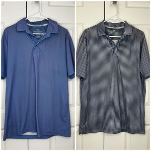 Rorie Whelan Polo Shirt Bundle Men Medium Blue Golf Pullover Squares Polka Dots